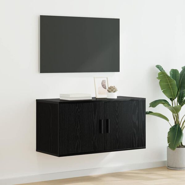 vidaXL Rack de TV Montado na Parede Carvalho preto 80 x 34.5 x 40 cm