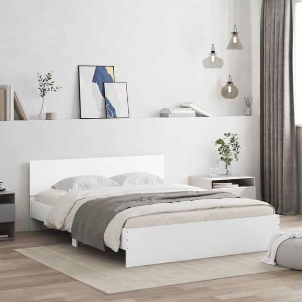 vidaXL Estrutura de cama com cabeceira 140x190 cm branco