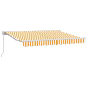 vidaXL Toldo Retr&aacute;til Amarelo e Branco 250 x 200 cm Alum&iacute;nio e Tecido
