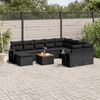 vidaXL 11 pcs conjunto sof&aacute;s de jardim c/ almofad&otilde;es vime PE preto