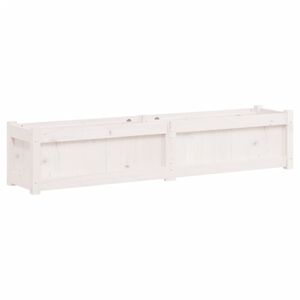 vidaXL Vaso/floreira de jardim 150x31x31cm madeira pinho maci&ccedil;a branco