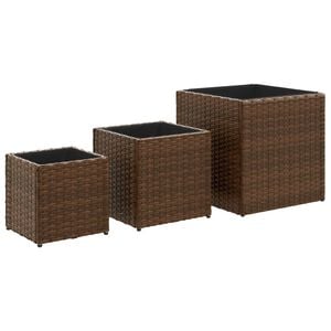 vidaXL Vasos de jardim 3 pcs vime PE castanho