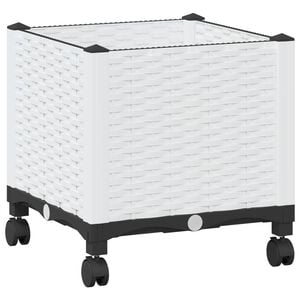 vidaXL Vaso de Jardim com Rodas Branco 40 x 40 x 44 cm PP