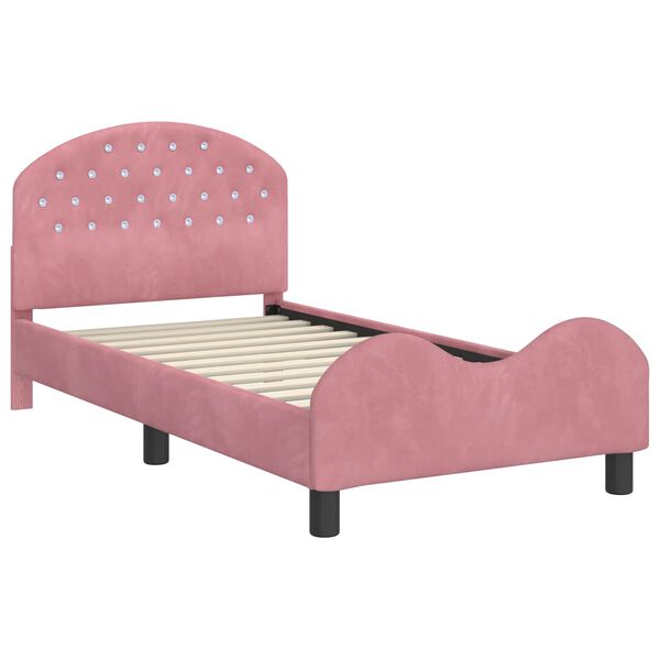vidaXL Estrutura de Cama Infantil com Cabeceira Rosa 80 x 160 cm
