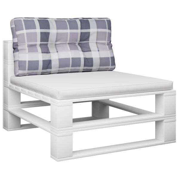 vidaXL Almofad&atilde;o p/ sof&aacute; de paletes 70x40x12 cm tecido xadrez cinzento