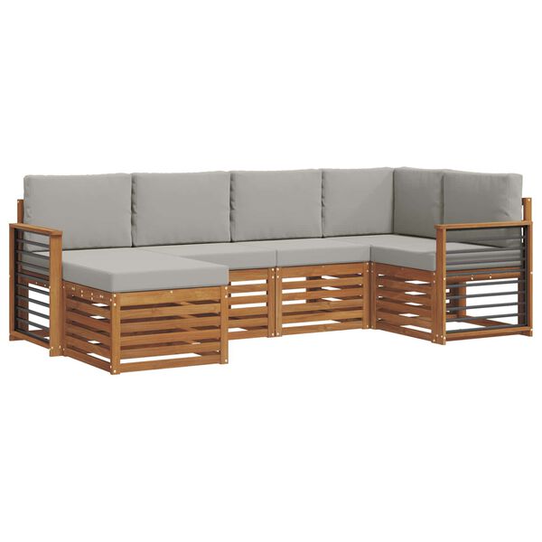 vidaXL Conjunto de Sof&aacute; Sectional 6 pcs Cinza Natural e Claro