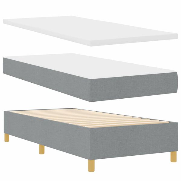 vidaXL Cama Box com colch&atilde;o Cinzento-claro 100 x 200 cm tecido