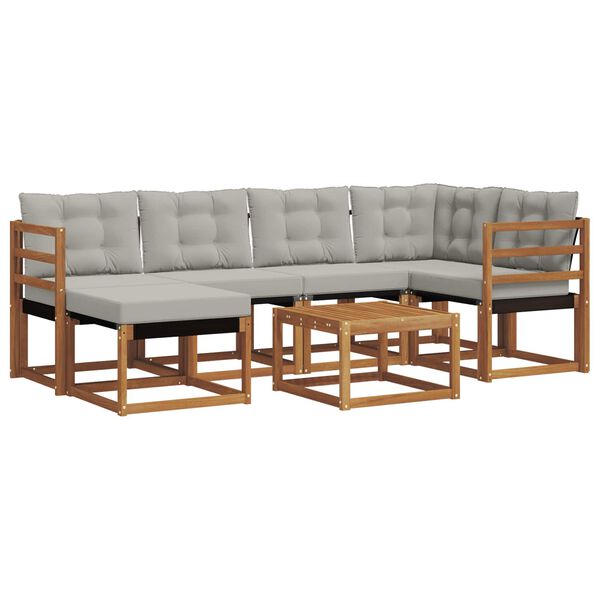vidaXL Conjunto de Sof&aacute;s para Exterior 7 pcs Cinza Natural e Claro
