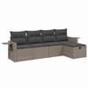 vidaXL 5 pcs conjunto sof&aacute;s de jardim c/ almofad&otilde;es vime PE cinzento