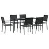 vidaXL 7 pcs conjunto de jantar p/ jardim vime PE e a&ccedil;o