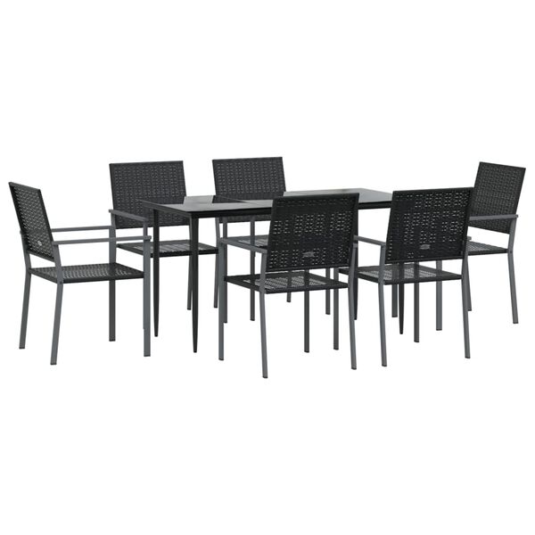 vidaXL 7 pcs conjunto de jantar p/ jardim vime PE e a&ccedil;o