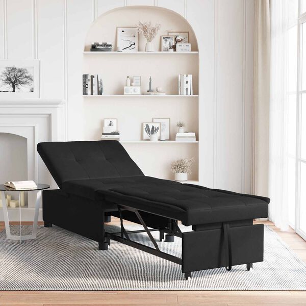 vidaXL Sof&aacute;-cama retr&aacute;til 67cm Preto Microfibra