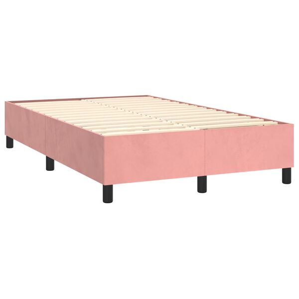 vidaXL Estrutura de cama com molas 120x200 cm veludo rosa
