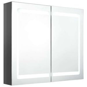 vidaXL Arm&aacute;rio espelhado casa de banho LED 80x12x68 cm cinza brilhante