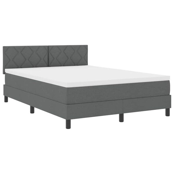 vidaXL Cama Box com colch&atilde;o Cinzento escuro 160 x 200 cm tecido