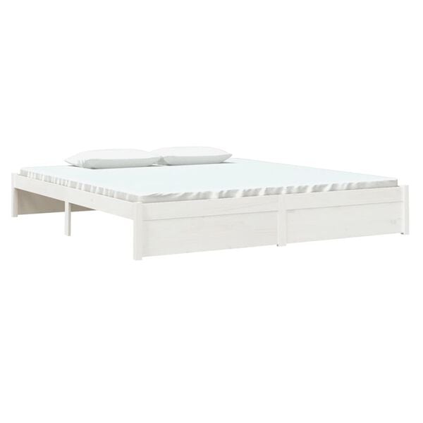 vidaXL Estrutura de cama super king pinho maci&ccedil;o 180x200 cm branco