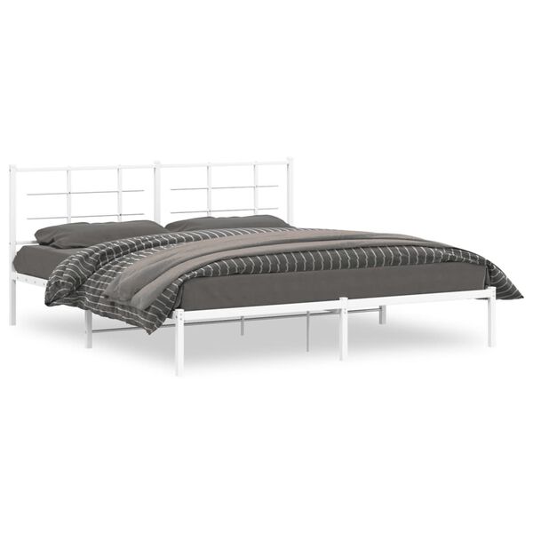 vidaXL Estrutura de cama com cabeceira 180x200 cm metal branco
