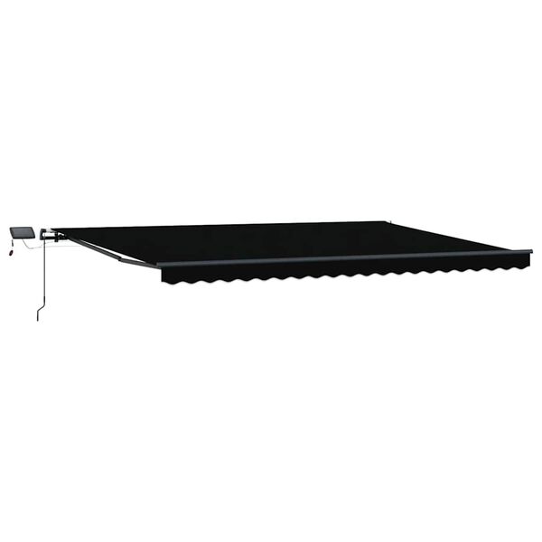 vidaXL Toldo Retr&aacute;til com luzes de tira LED Preto 500 &times;350 cm tecido