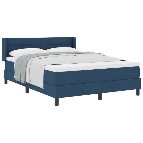 vidaXL Cama Box com colch&atilde;o com cabeceira Azul 190 x 140 cm Poli&eacute;ster