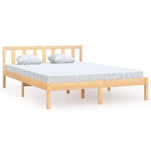 vidaXL Estrutura de cama casal 135x190 cm pinho maci&ccedil;o