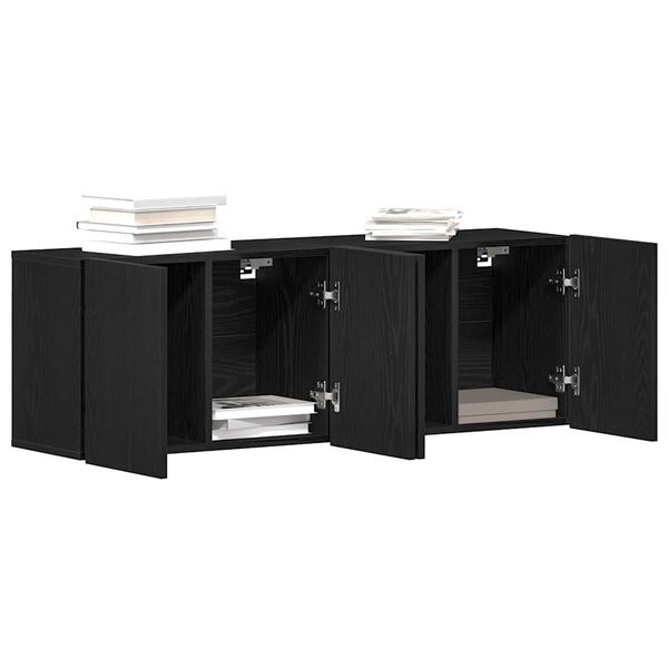 vidaXL Arm&aacute;rios de TV 2 pe&ccedil;as carvalho preto 120x30x41 cm madeira projetada