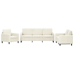 vidaXL 3 pcs conjunto de sof&aacute;s veludo cor creme