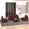 vidaXL 5 pcs conjunto lounge jardim c/ almofad&otilde;es vime PE castanho