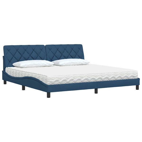 vidaXL Cama com colch&atilde;o 200x200 cm tecido azul