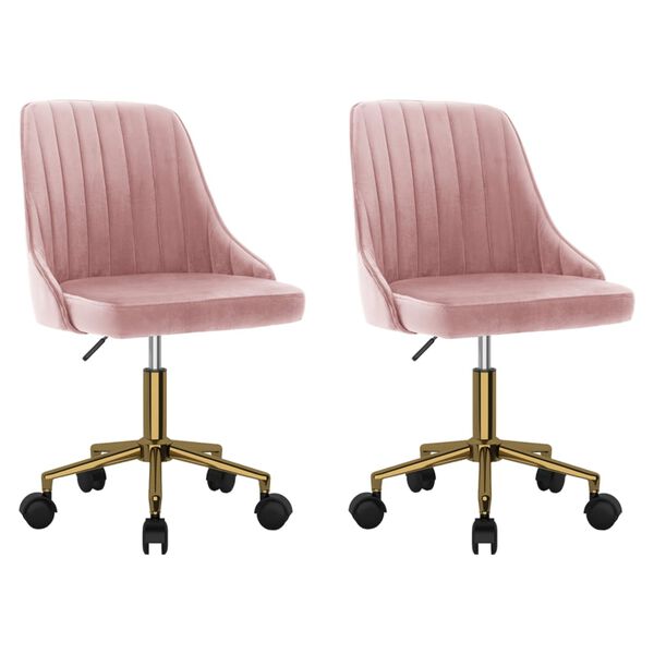 vidaXL Cadeiras de jantar girat&oacute;rias 2 pcs veludo rosa