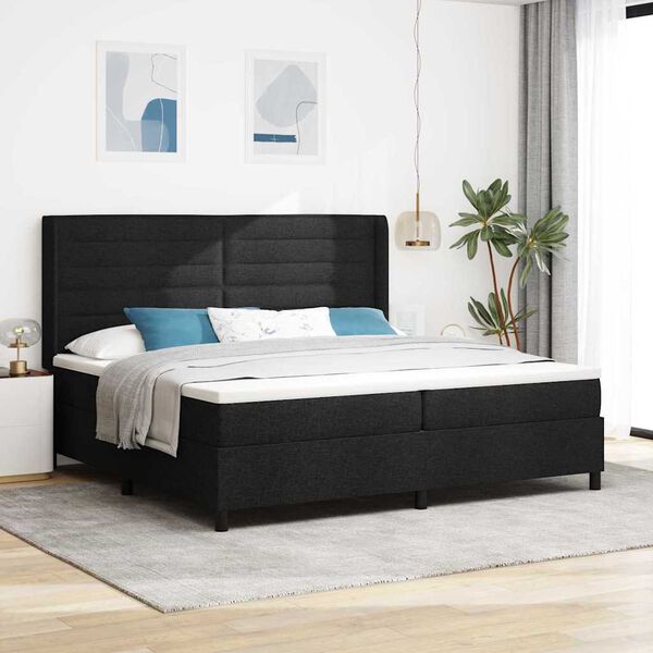 vidaXL Cama Box com colch&atilde;o com cabeceira Preto 200 x 200 cm tecido