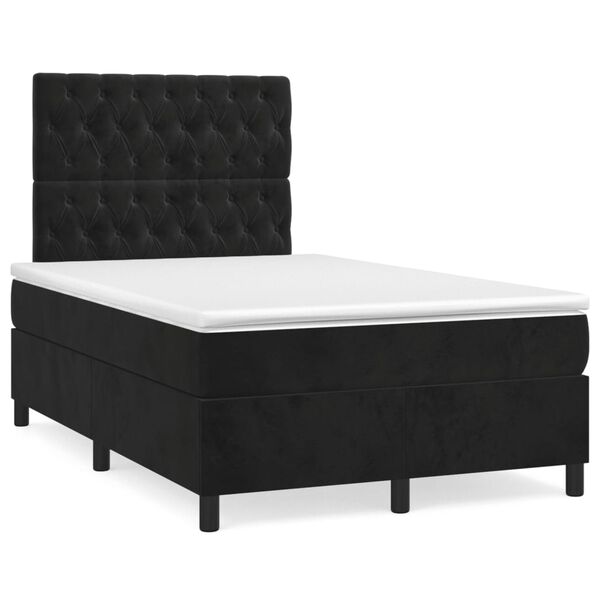 vidaXL Cama boxspring com colch&atilde;o 120x200 cm veludo preto