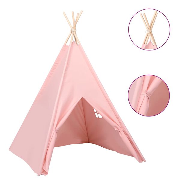 vidaXL Tenda teepee infantil c/ saco 120x120x150 cm pele p&ecirc;ssego rosa