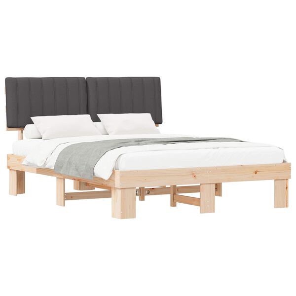 vidaXL Estrutura de Cama com Cabeceira Estofada Cinza Escuro