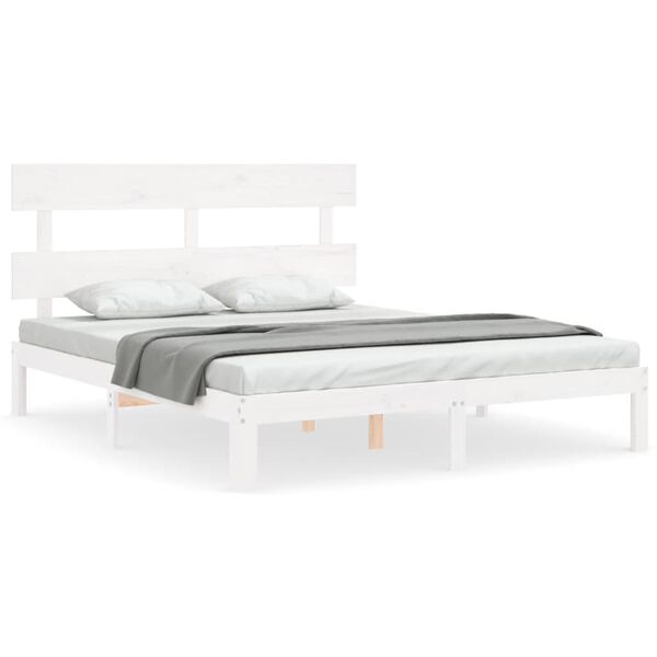vidaXL Cama sem colch&atilde;o 160x200 cm madeira de pinho maci&ccedil;a branco