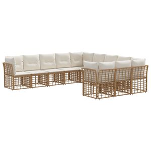 vidaXL Conjunto de Sof&aacute;s para Exterior Natural e Branco Creme