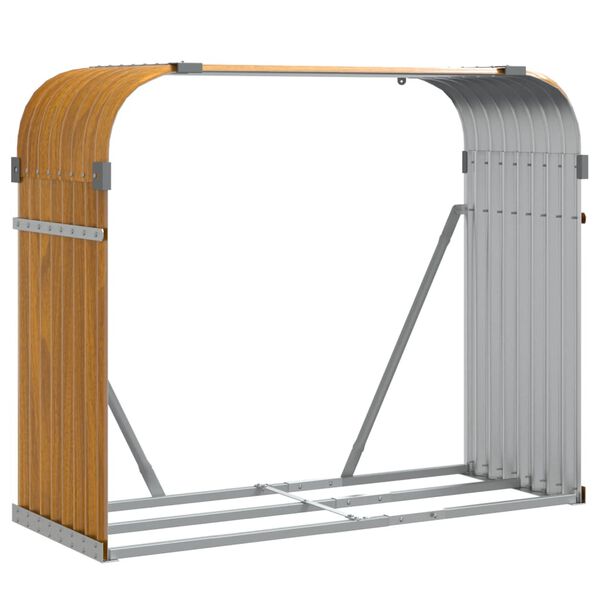 vidaXL Suporte de lenha 120x45x100 cm aço galvanizado aspeto de madeira