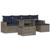 vidaXL Conjunto de sof&aacute; de jardim com 6 pe&ccedil;as e almofadas em rattan sint&eacute;tico cinza