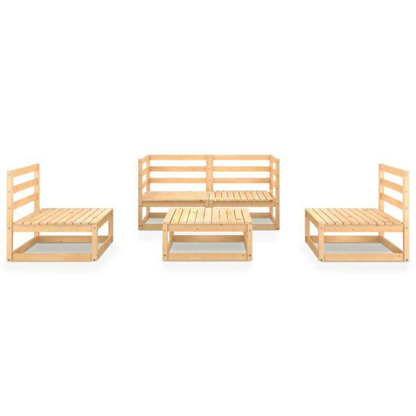vidaXL 5 pcs conjunto lounge de jardim pinho maciço