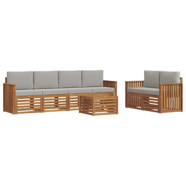 vidaXL Conjuntos de sof&aacute;s com almofada 7 pcs Cinza Natural e Claro