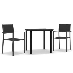 vidaXL 3 pcs conjunto de jantar para jardim preto