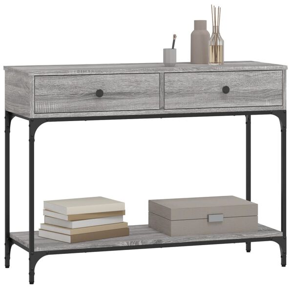 vidaXL Mesa consola 100x34,5x75cm derivados de madeira cinzento sonoma
