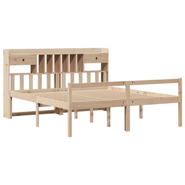 vidaXL Cama com estante sem colchão 180x200 cm pinho maciço