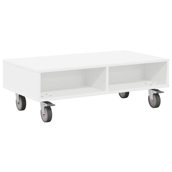 vidaXL Mesa Lateral com Rodas Branco 90 x 50 x 30 cm