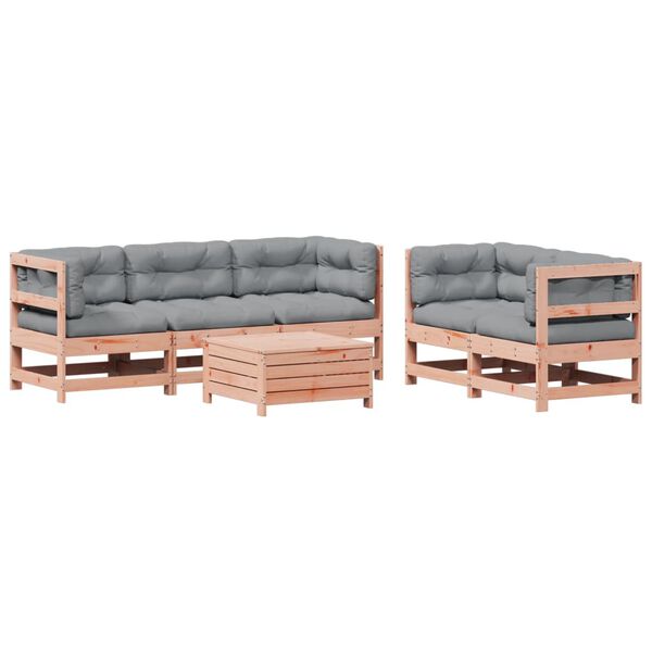 vidaXL 6 pcs conj. lounge jardim c/ almofad&otilde;es madeira douglas maci&ccedil;a