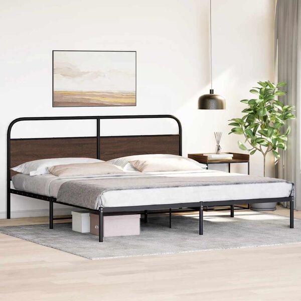 vidaXL Estrutura cama sem colch&atilde;o 183x213 cm metal carvalho castanho