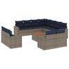 vidaXL 12 pcs conjunto sof&aacute;s p/ jardim c/ almofad&otilde;es vime PE cinzento