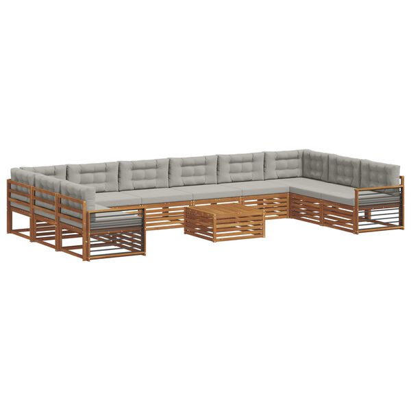 vidaXL Conjuntos de sof&aacute;s com almofada 11 pcs Cinza Natural e Claro