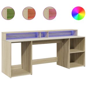 vidaXL Secret&aacute;ria luzes LED 200x55x91cm deriv. madeira carvalho sonoma