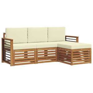 vidaXL Conjunto de Sof&aacute;s para Exterior 4 pcs Natural e Creme