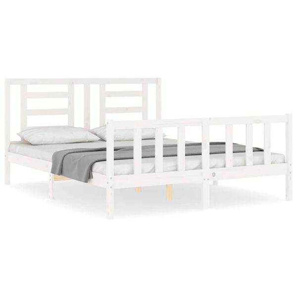 vidaXL Cama sem colch&atilde;o 160x200 cm madeira de pinho maci&ccedil;a branco